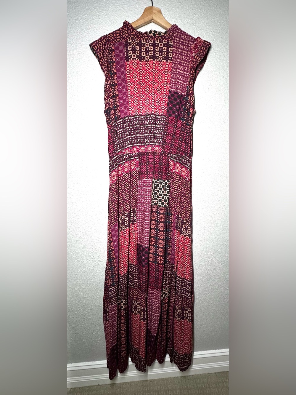 Loft Outlet Patchwork Maxi Dress Pink Women’s Size Large - Picture 2 of 6
